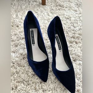 Alice + Olivia Sapphire Blue Velvet Heels